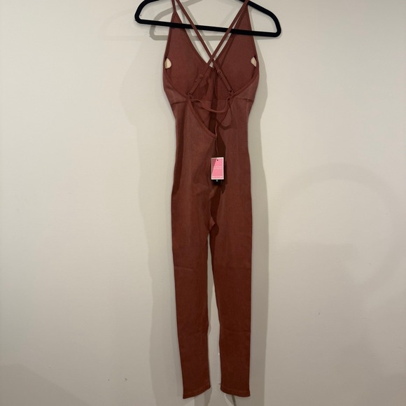 NWT PRETTY LITTLE THING Plus Rust Acid Wash Seamless Ribbed Strappy Unitard‎ XXL - Picture 6 of 9